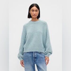 Gap Cotton-Blend Relaxed Crewneck Sweater Size M in Light Autumn Blue